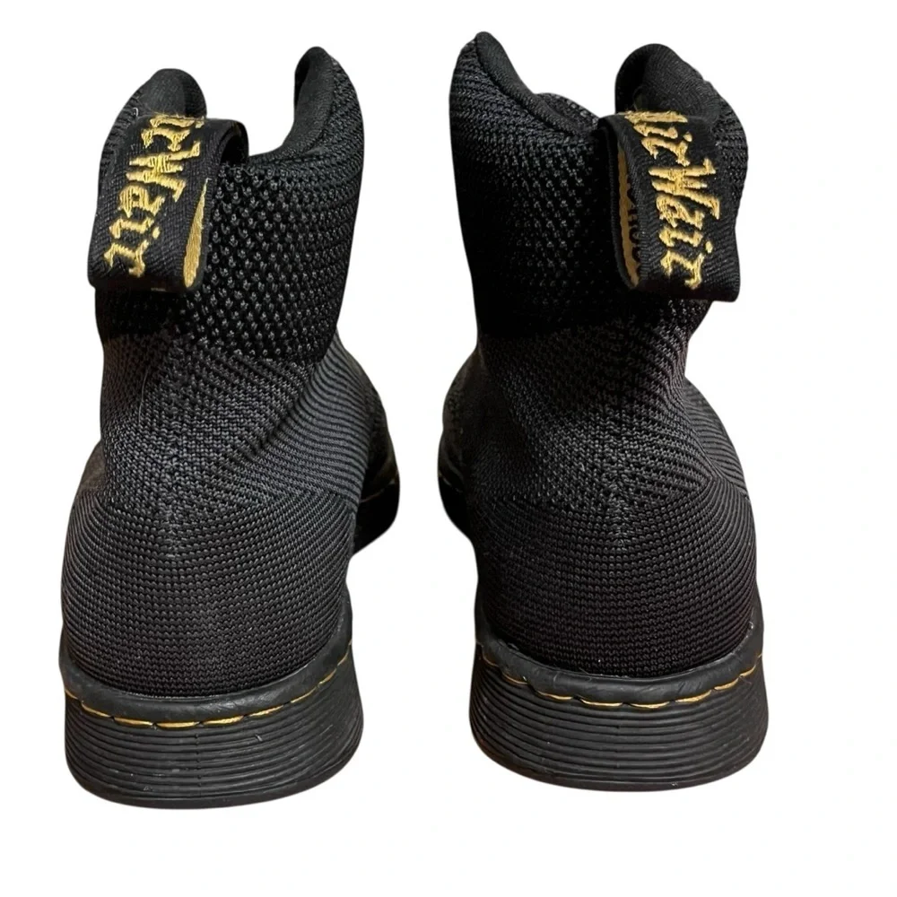 Dr. Martens Black Textured Rigal Knit 8 Eye Boots Combat Black Unisex — Size 7 - Picture 3 of 15